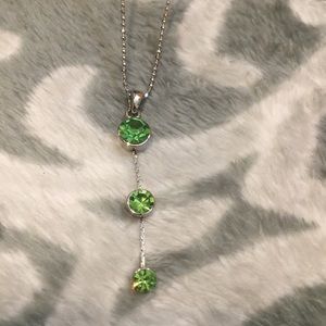 Women’s Silver Green Circle Stone 3 tier necklace
